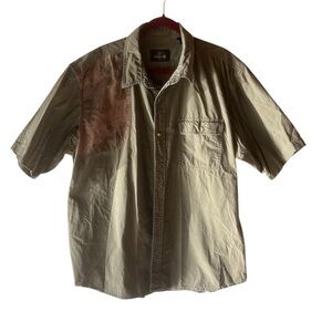 REDHEAD BUTTON DOWN SHORT SLEEVE WITH‎ CAMOUFLAGE DETAIL OUTDOOR ARMY GREEN 2X